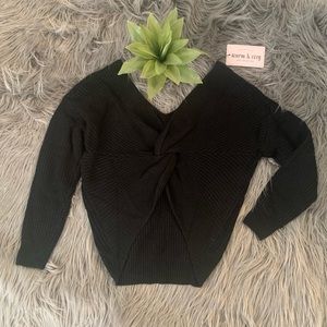Twisted Back Black Knit Sweater